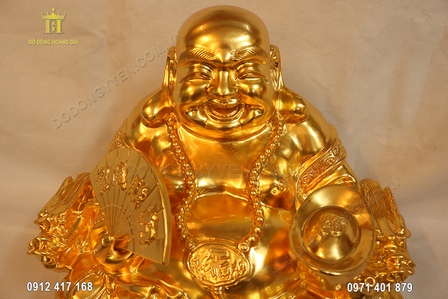 Tượng đồng Phật Di Lặc ngồi d&aacute;t v&agrave;ng 24K